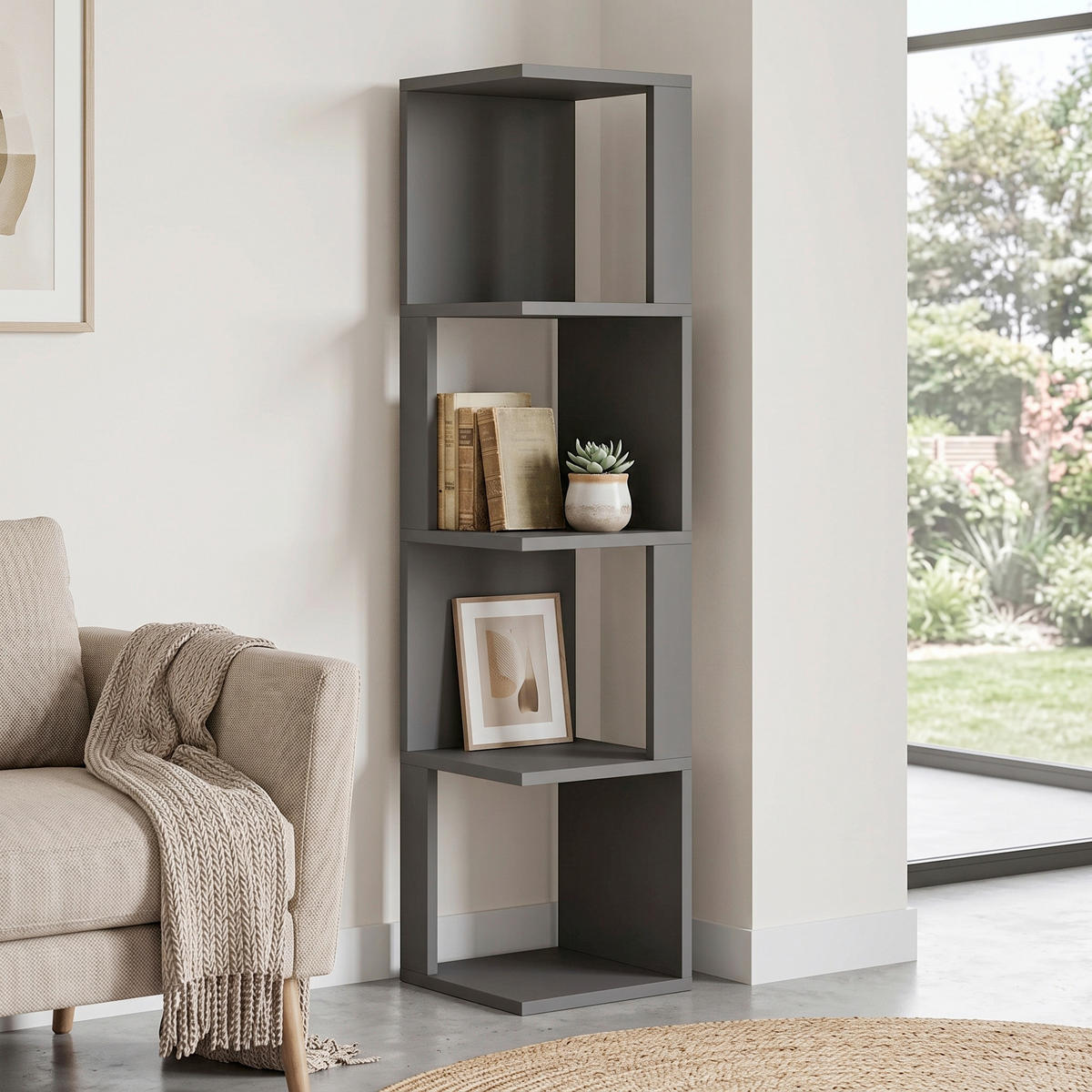REGAL Anthrazit  - Anthrazit, Design, Holzwerkstoff (30/128/30cm) - Livetastic
