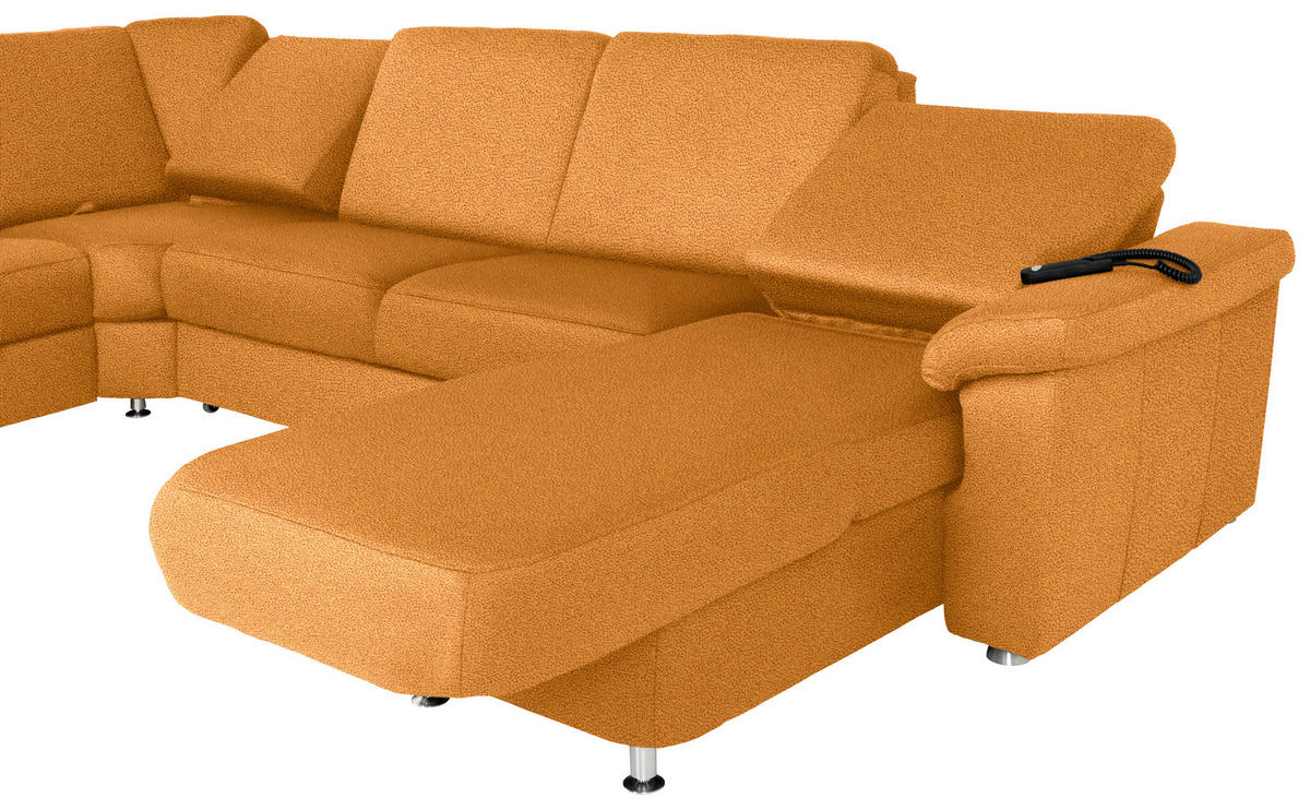 WOHNLANDSCHAFT in Flachgewebe Currygelb  - Chromfarben/Currygelb, Konventionell, Textil/Metall (240/330/163cm) - Beldomo System