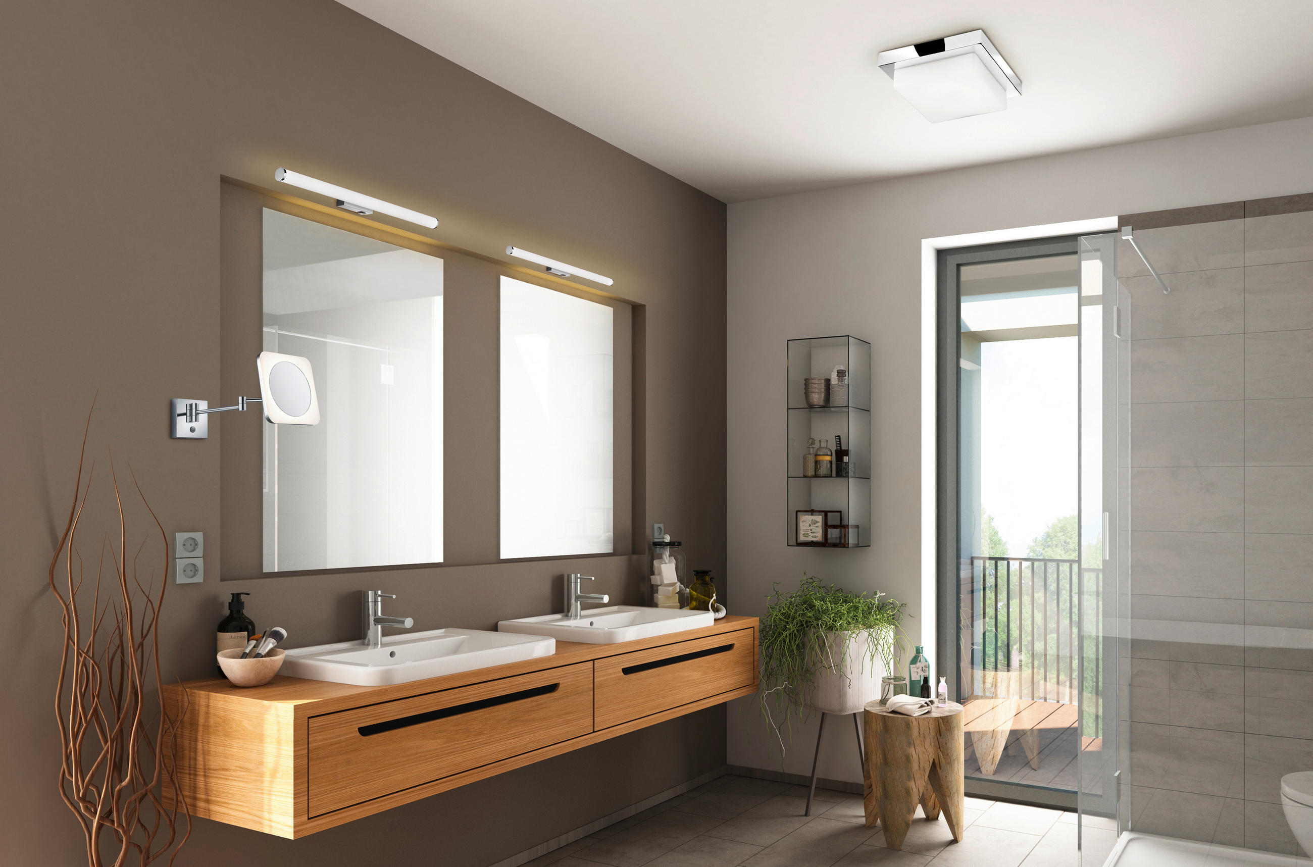 BADEZIMMER-WANDLEUCHTE 60/5,5 cm   - Chromfarben/Weiß, Basics, Kunststoff/Metall (60/5,5cm) - Trio Leuchten