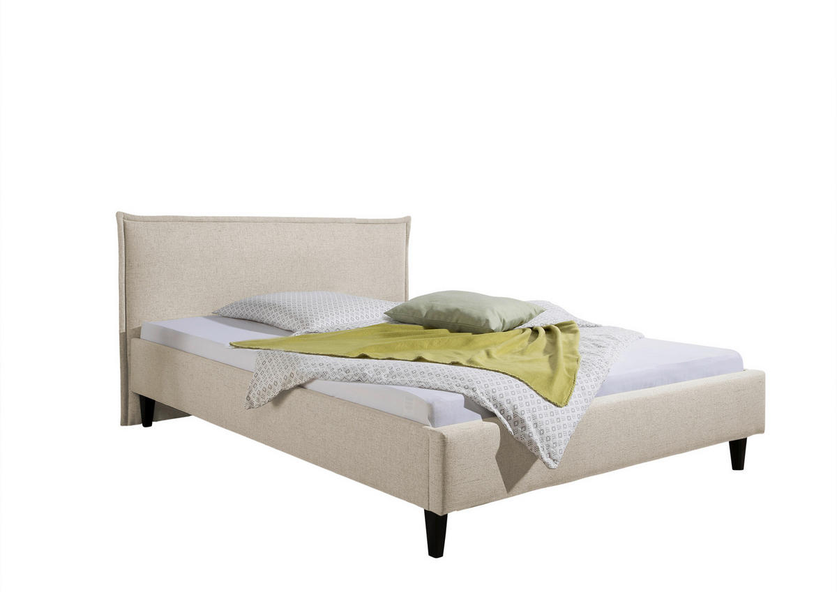 POLSTERBETT 100/200 cm,  in Beige,  - Beige/Schwarz, MODERN, Holz/Textil (100/200cm) - Livetastic