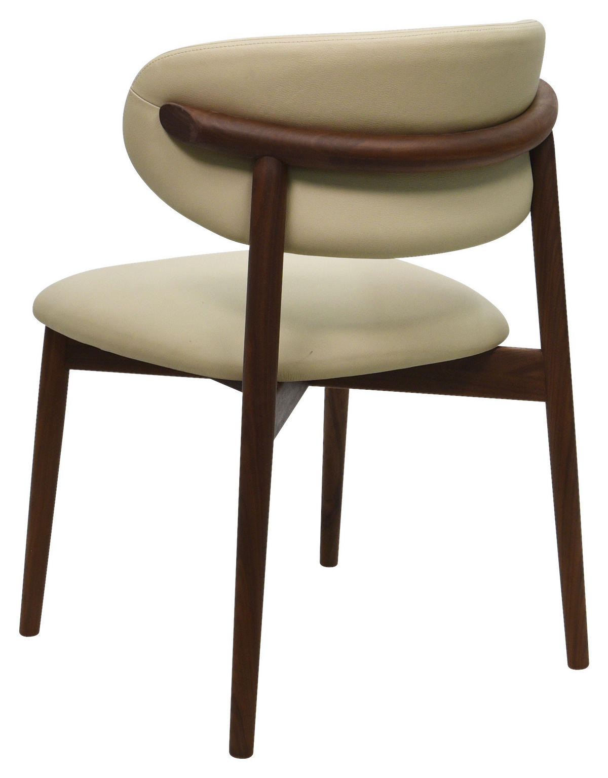 STUHL Echtleder Beige Walnuss vollmassiv  - Beige/Walnussfarben, MODERN, Leder/Holz (55/80/60cm) - Livetastic