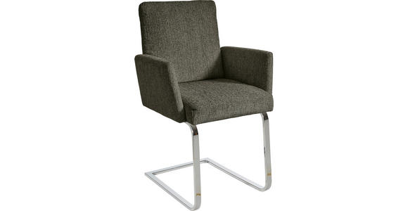 ARMLEHNSTUHL in Stahl Flachgewebe - Chromfarben/Grün, Design, Textil/Metall (60/92/60cm) - Dieter Knoll