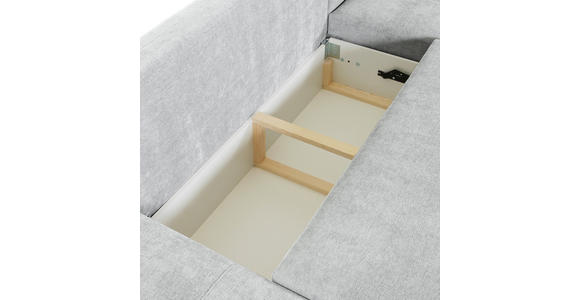 ECKSOFA in Flachgewebe Hellgrau - Hellgrau/Schwarz, KONVENTIONELL, Kunststoff/Textil (295/200cm) - Carryhome