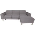 ECKSOFA inkl. Funktionen in Cord Dunkelgrau  - Dunkelgrau/Silberfarben, Design, Textil/Metall (250/167cm) - Xora