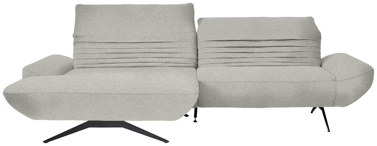 ECKSOFA  in Teddystoff Hellgrau  170-195/280 cm  - Hellgrau/Schwarz, Design, Textil/Metall (170-195/280cm) - Dieter Knoll
