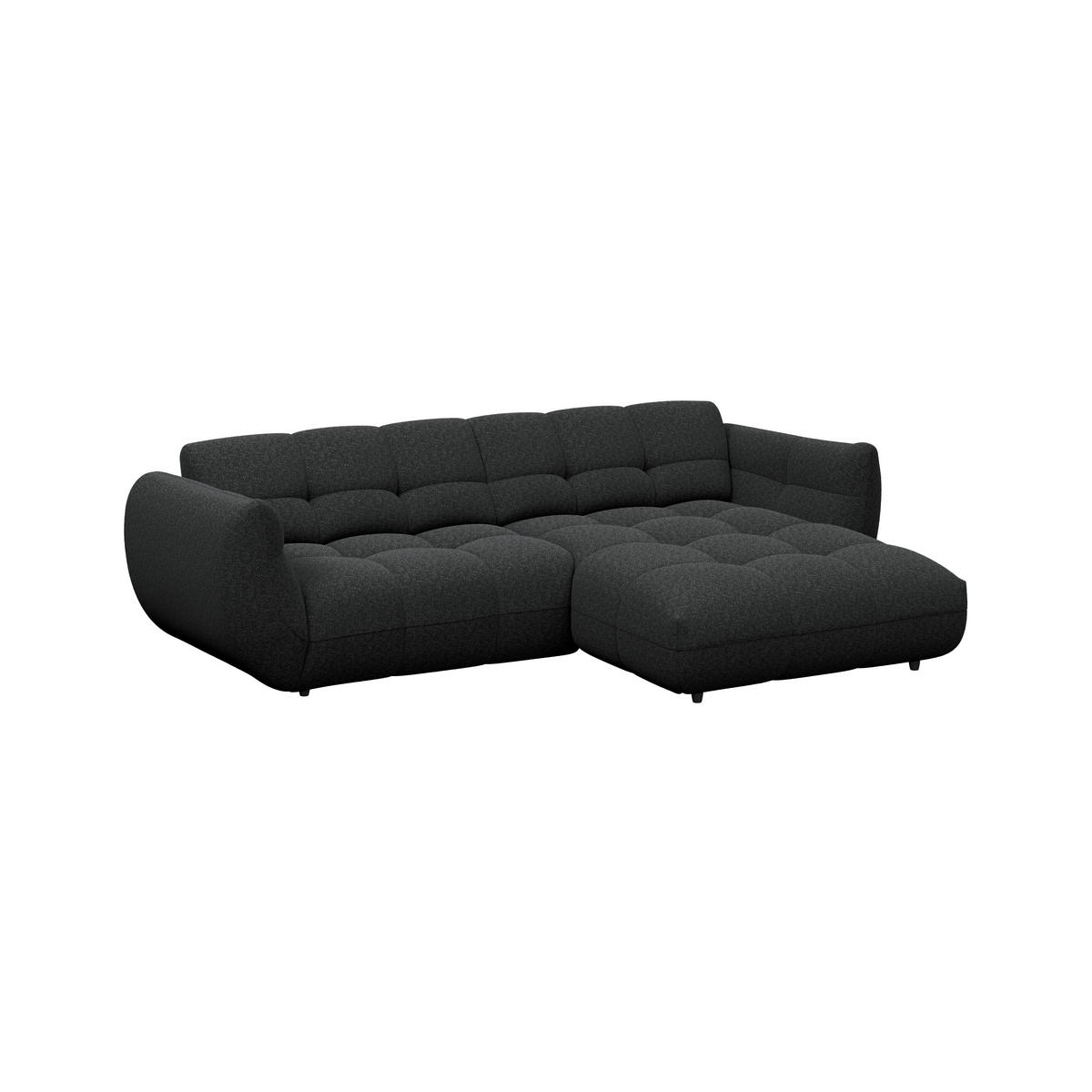 ECKSOFA Chenille Schwarz  - Schwarz, Trend, Kunststoff/Textil (280/178cm) - MID.YOU
