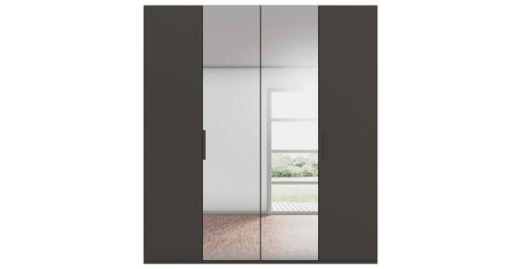 DREHTÜRENSCHRANK 201/223/61 cm,  in Graphitfarben, 4-türig  - Graphitfarben, Basics, Glas/Holzwerkstoff (201/223/61cm) - Novel