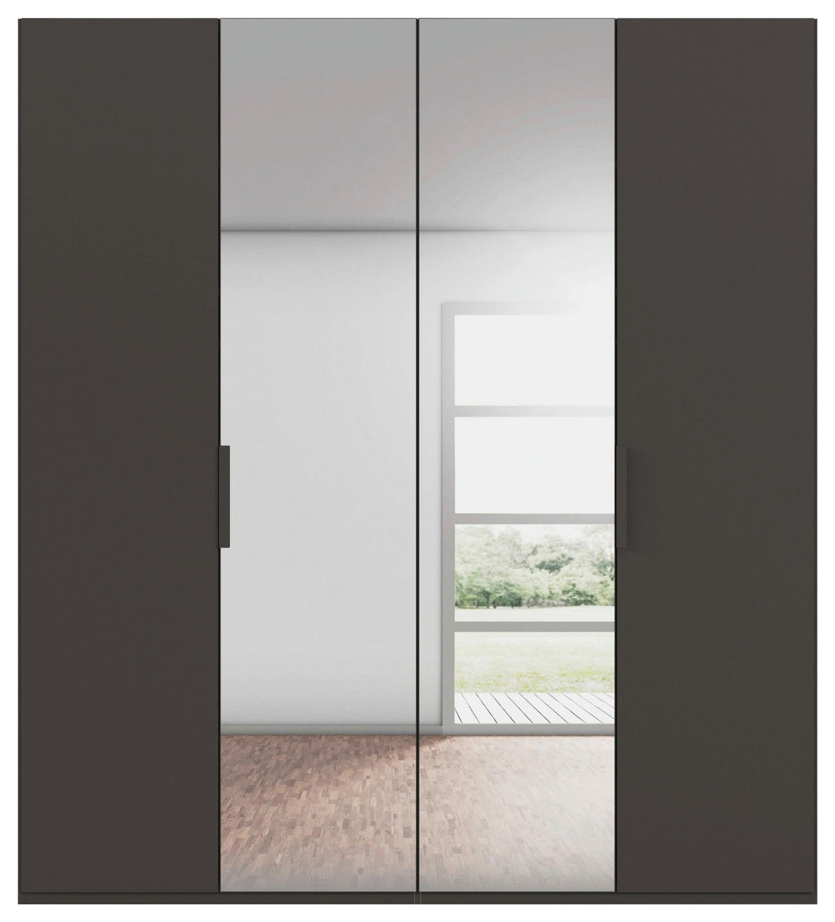 DREHTÜRENSCHRANK 201/223/61 cm,  in Graphitfarben, 4-türig  - Graphitfarben, Basics, Glas/Holzwerkstoff (201/223/61cm) - Novel