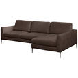 ECKSOFA Braun Chenille  - Silberfarben/Braun, KONVENTIONELL, Textil/Metall (284/143cm) - Carryhome