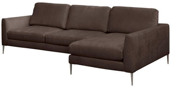 ECKSOFA Braun Chenille  - Silberfarben/Braun, KONVENTIONELL, Textil/Metall (284/143cm) - Carryhome