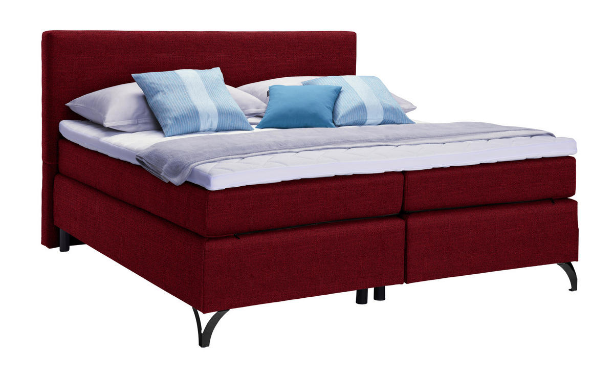 POSTELJA BOXSPRING 180 cm   x 200 cm  , tekstil rdeča  - rdeča/črna, Konvencionalno, kovina/tekstil (180/200cm) - Esposa