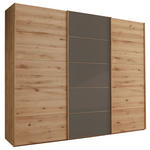 SCHWEBETÜRENSCHRANK 300/217/67 cm 3-türig Dunkelbraun, Eiche Bianco  - Eiche Bianco/Eichefarben, Natur, Glas/Holz (300/217/67cm) - Linea Natura