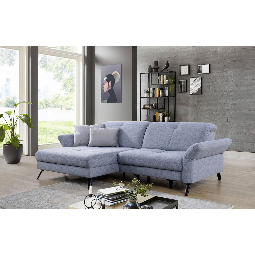 Thumbnail - SetOne by Musterring Ecksofa, Blau, Textil, 3-Sitzer, Ottomane links, L-Form, 262x170 cm, Fußauswahl, Lederauswahl, Stof...