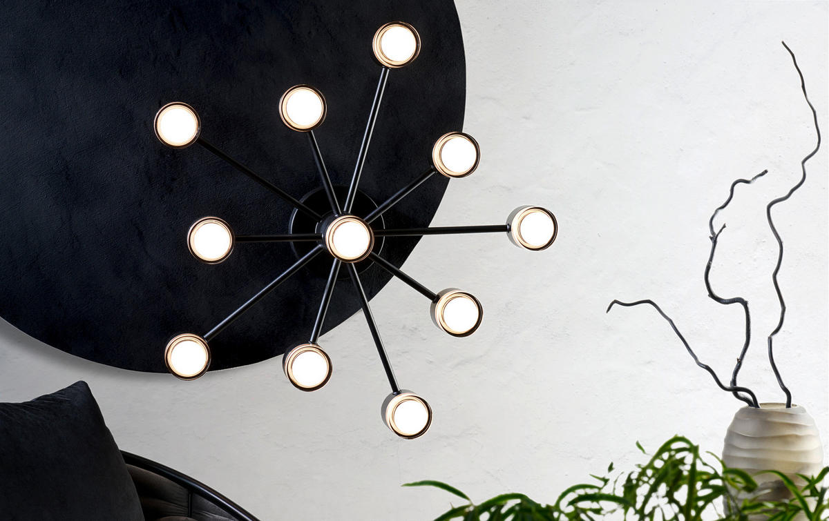 LED-DECKENLEUCHTE 61/20 cm   - Schwarz, Design, Metall (61/20cm) - Helestra
