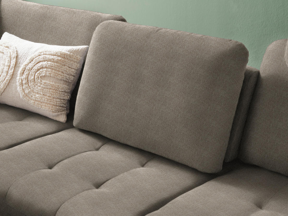 ECKSOFA in Chenille Greige  - Greige/Schwarz, Natur, Textil/Metall (233/288cm) - Valnatura