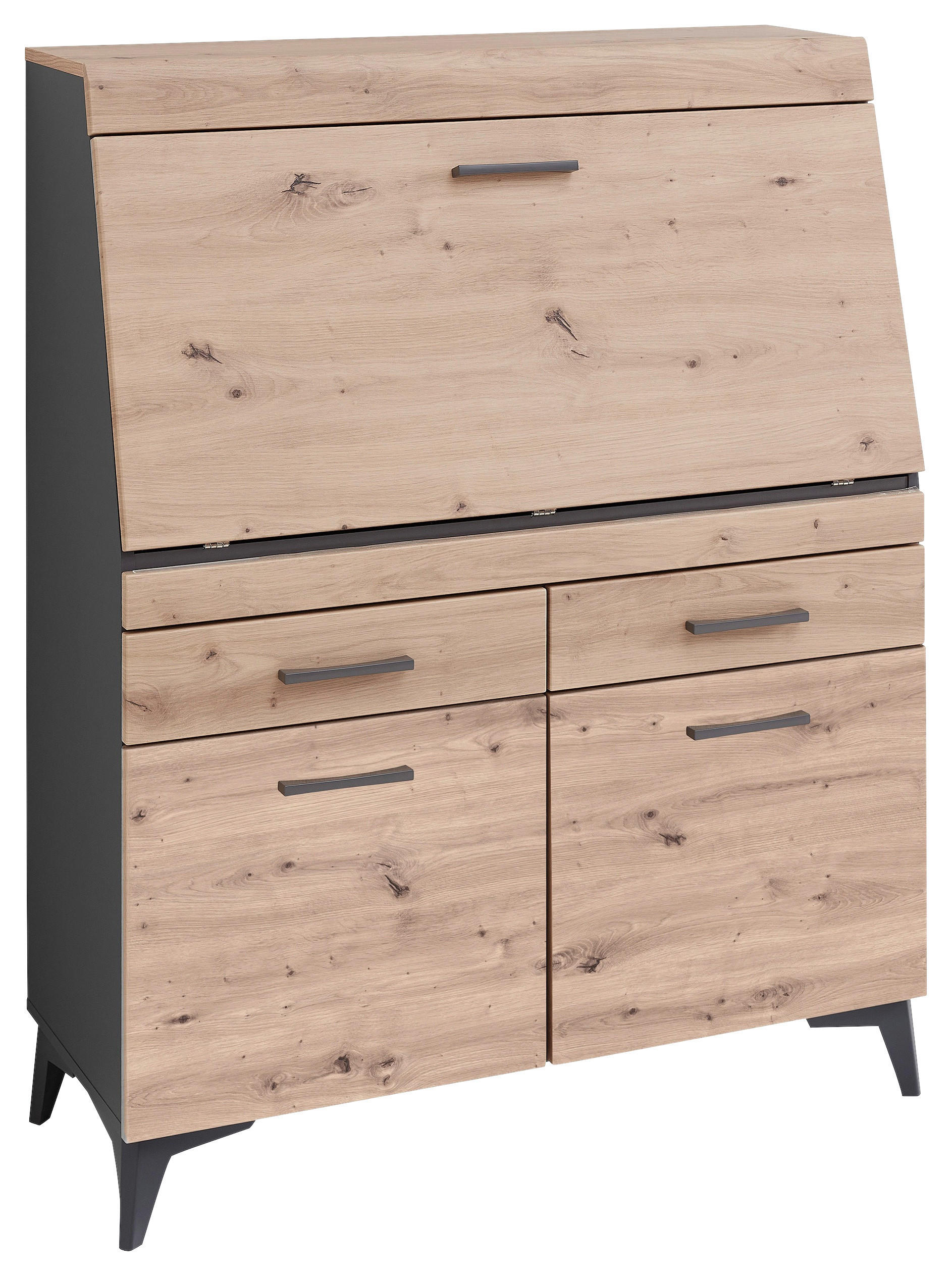 SEKRETÄR  Kabeldurchlass, Stauraum  - Schwarz/Graphitfarben, LIFESTYLE, Holzwerkstoff/Kunststoff (98/124/42cm) - Carryhome