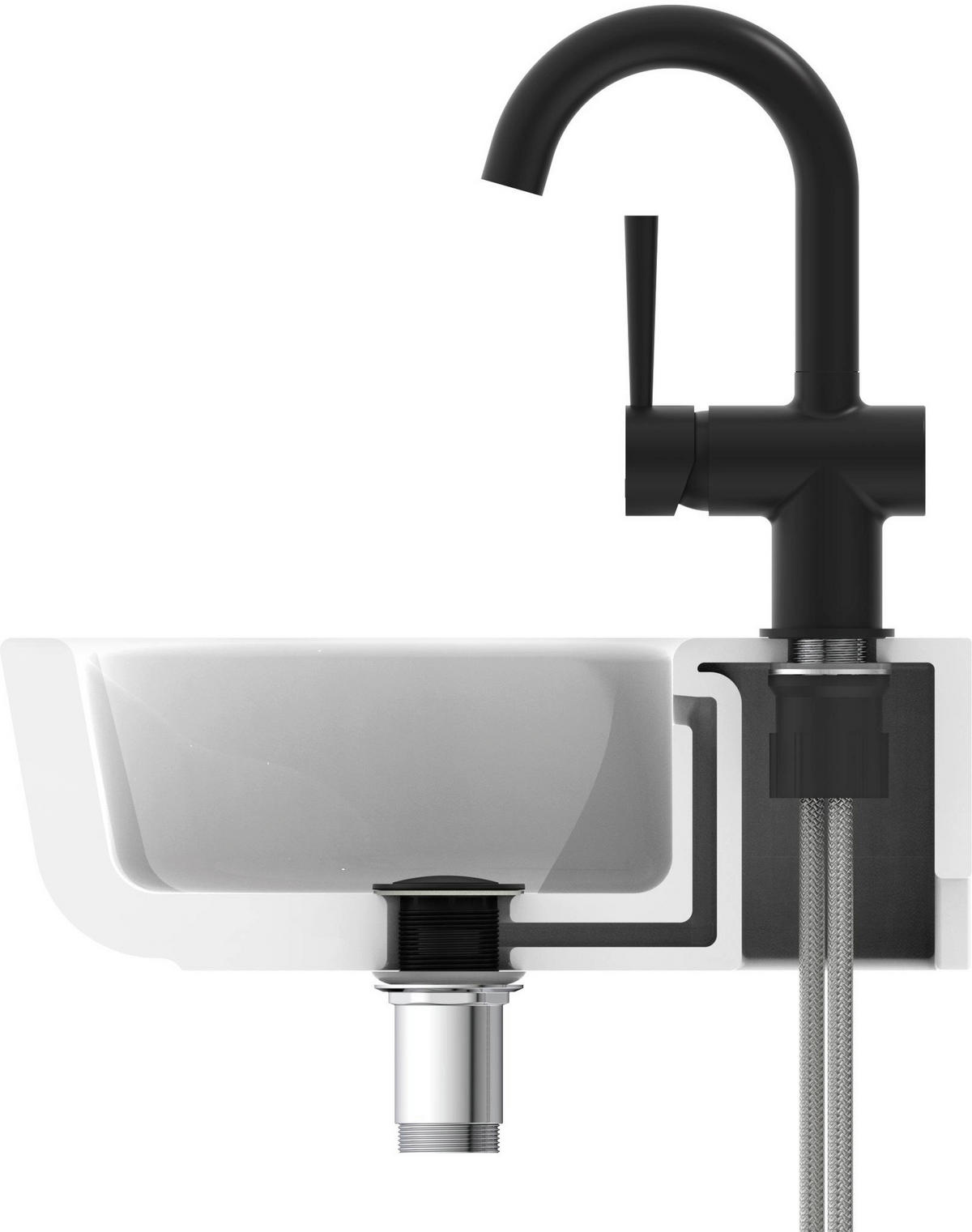 WASCHTISCHARMATUR CORNWALL  - Schwarz, Basics, Metall (15/25,7/12,5cm) - Schütte