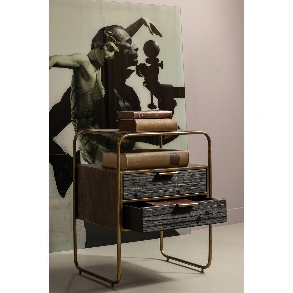 NACHTTISCH  in Messingfarben  - Messingfarben/Schwarz, Design, Holz/Metall (45/38/62cm) - Livetastic