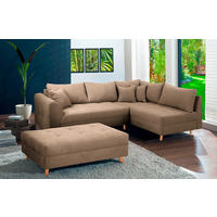 ECKSOFA inkl. Hocker Ariella Beige Mikrofaser  - Beige/Naturfarben, Design, Holz/Textil (161/231cm) - Livetastic