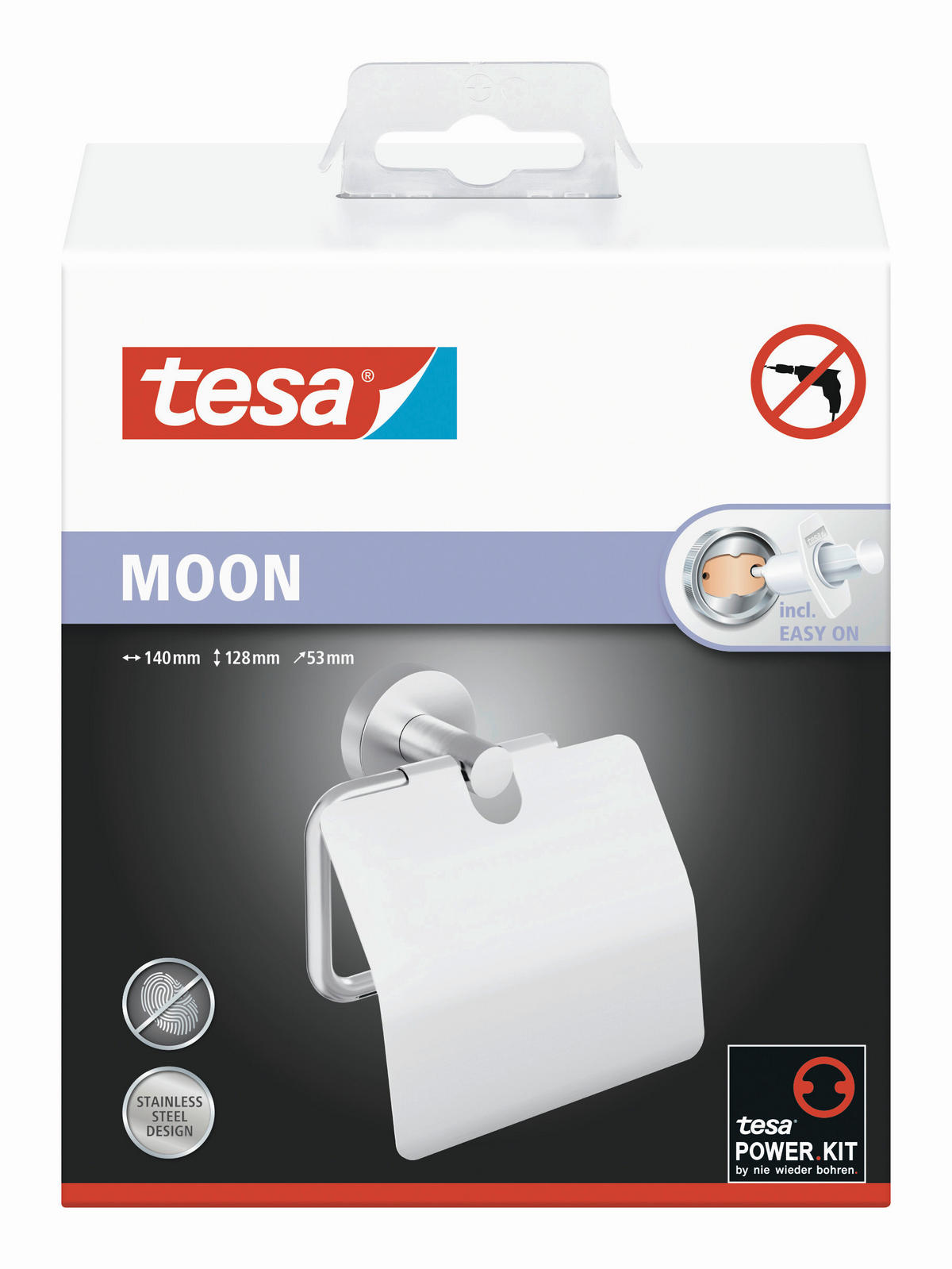 TOILETTENPAPIERHALTER - Edelstahlfarben, Basics, Metall (14/12,8/5,25cm) - Tesa