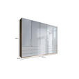 FALTTÜRENSCHRANK Glasfront  in Weiß, Eichefarben  - Chromfarben/Eichefarben, KONVENTIONELL, Glas/Holzwerkstoff (250/216/58cm) - Venda
