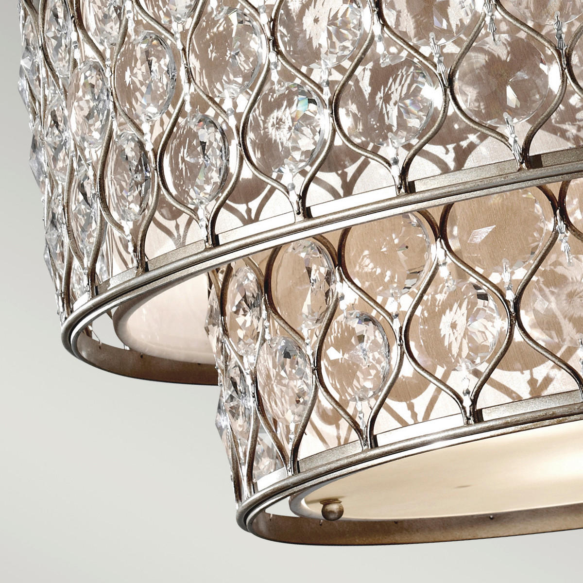 HÄNGELEUCHTE Elstead Lucia 62.2/48 cm   - Silberfarben, KONVENTIONELL, Glas/Textil (62.2/48cm) - Elstead Lighting