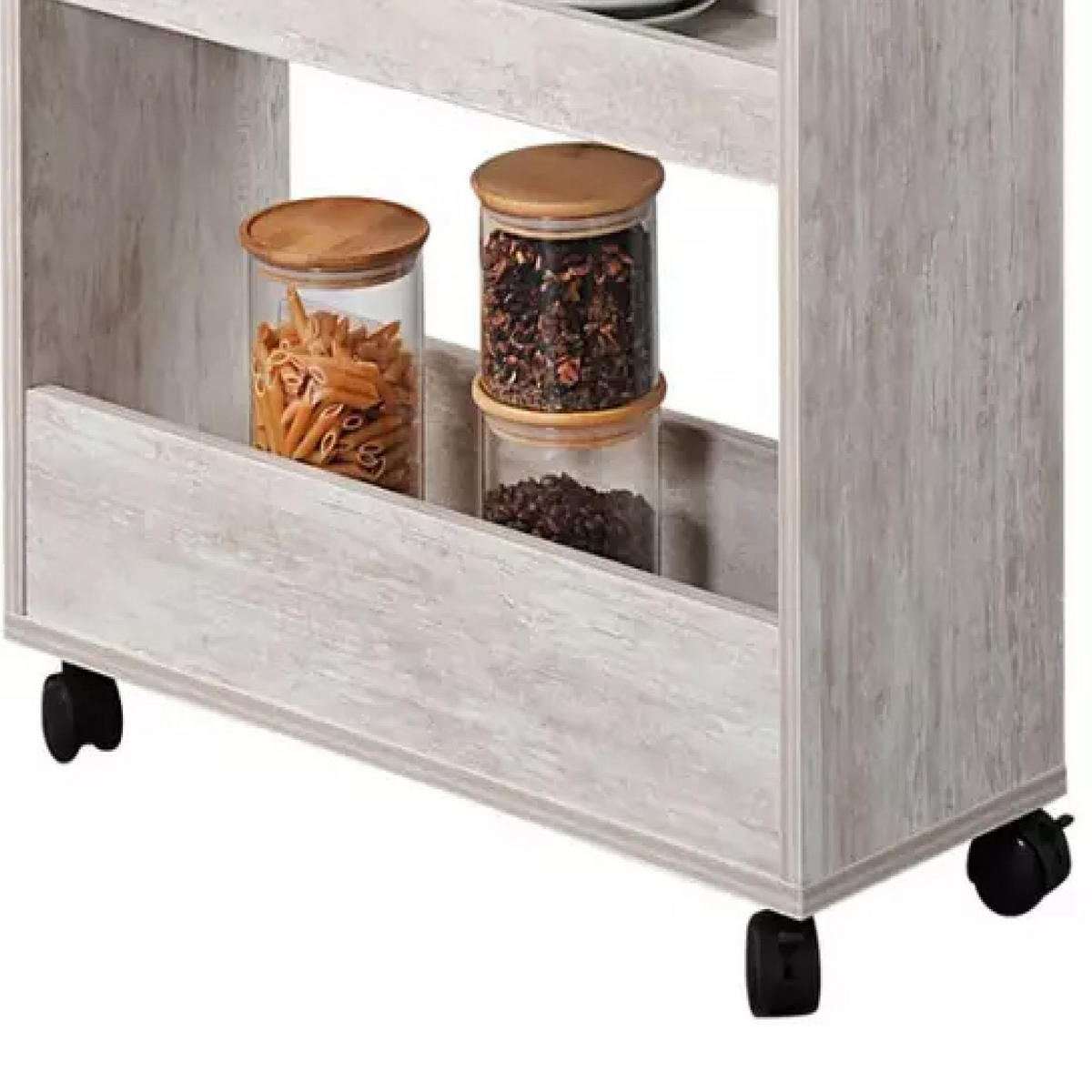 SERVIERWAGEN Weiß  - Weiß, MODERN, Holzwerkstoff/Metall (60/22/78cm) - Kesper