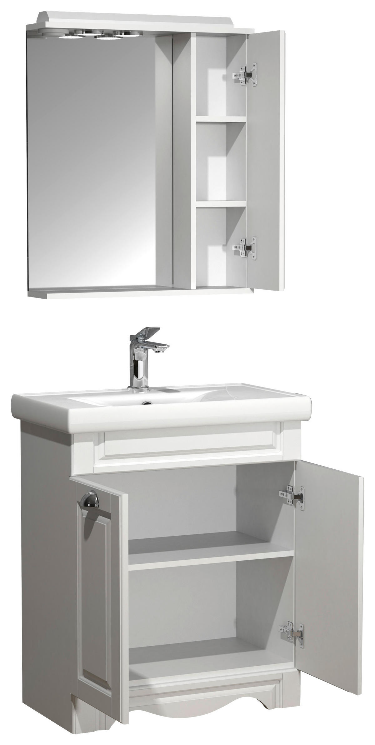 BADEZIMMER 3-teilig  in 61 cm  - Weiss/Silberfarben, Modern, Glas/Keramik (61cm) - MID.YOU