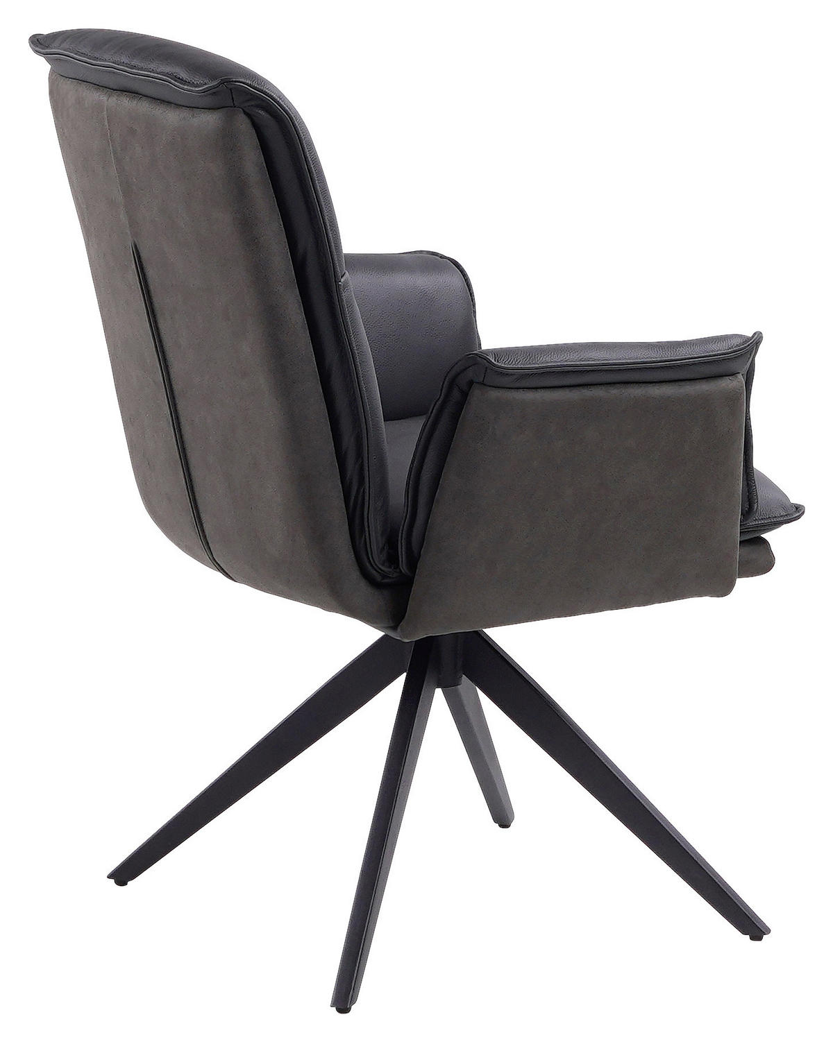 STOL MED ARMSTÖD järn mikrofiber äkta läder, kombination läder/tyg pigmenterad  - svart/antracit, Design, metall/läder (60,5/87/66cm) - Novel