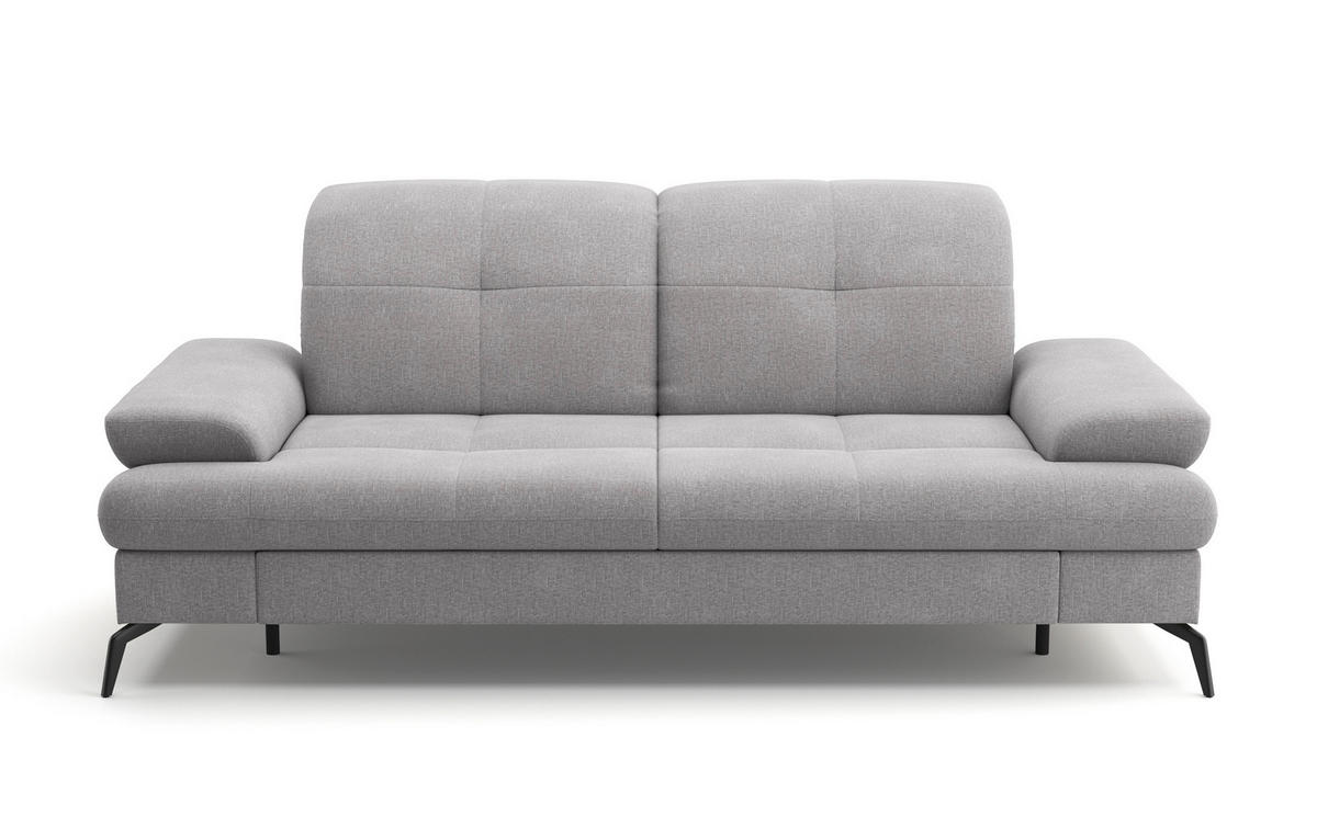 3-SITZER-SOFA in Flachgewebe Hellgrau  - Hellgrau/Schwarz, Konventionell, Textil/Metall (212/90/122cm) - Sit & More