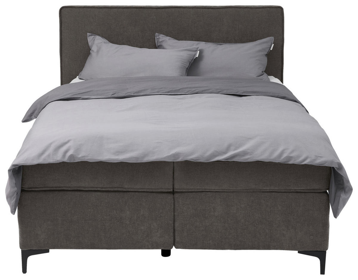 BOXSPRINGBETT 160/200 cm,  in Grau, Topper, Matratzen, H3 = fest  - Schwarz/Grau, Design, Textil/Metall (160/200cm) - Tom Tailor