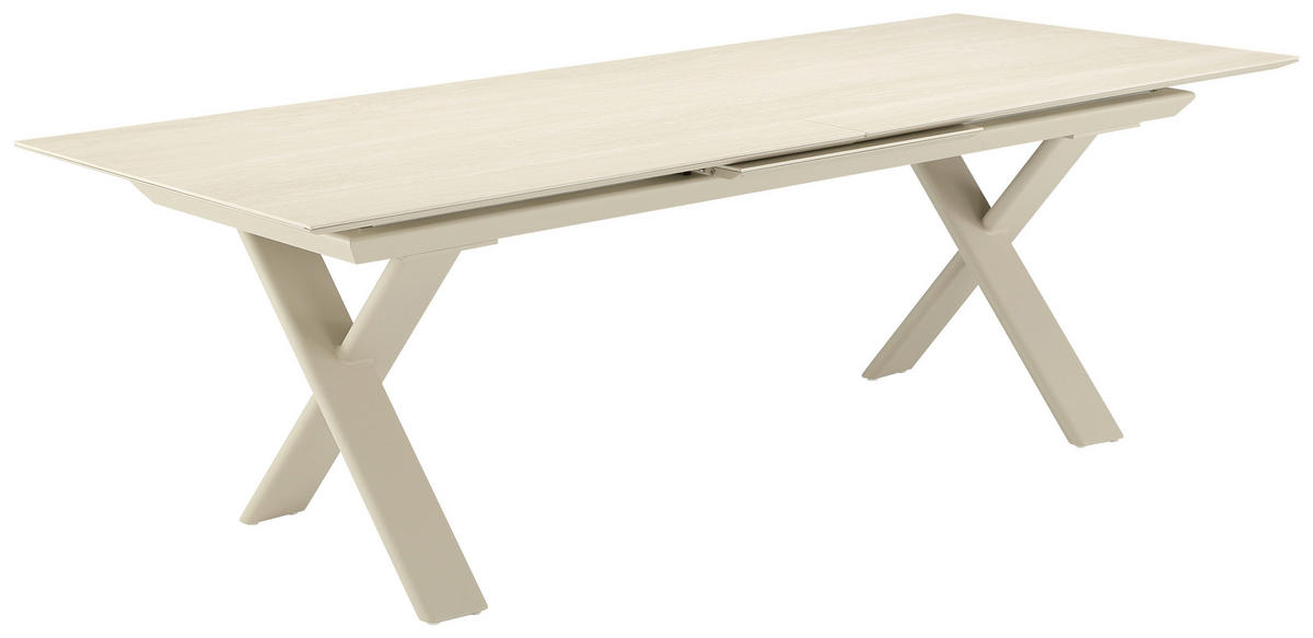 GARTENTISCH 240-300/100/74 cm Metall, Keramik rechteckig  - Sandfarben/Mokka, Basics, Keramik/Metall (240-300/100/74cm) - Zebra 