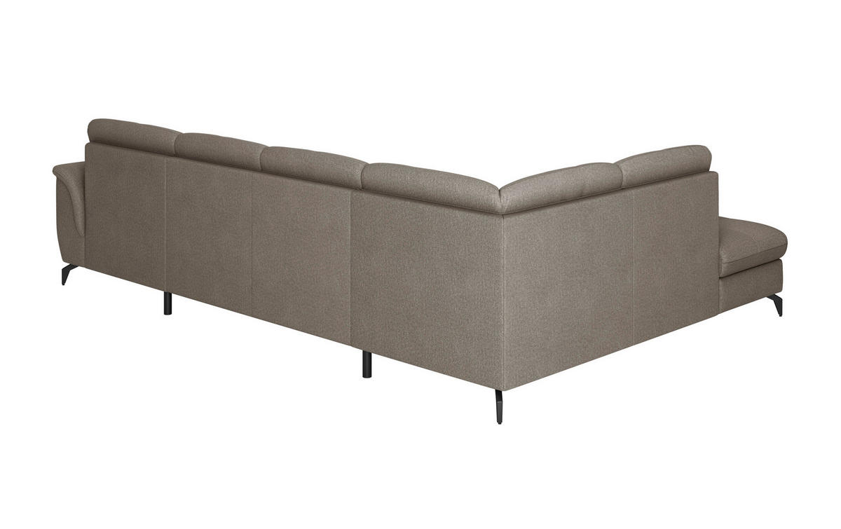 WOHNLANDSCHAFT Schlammfarben Flachgewebe  - Schlammfarben/Schwarz, MODERN, Textil/Metall (212/319/164cm) - Sit & More