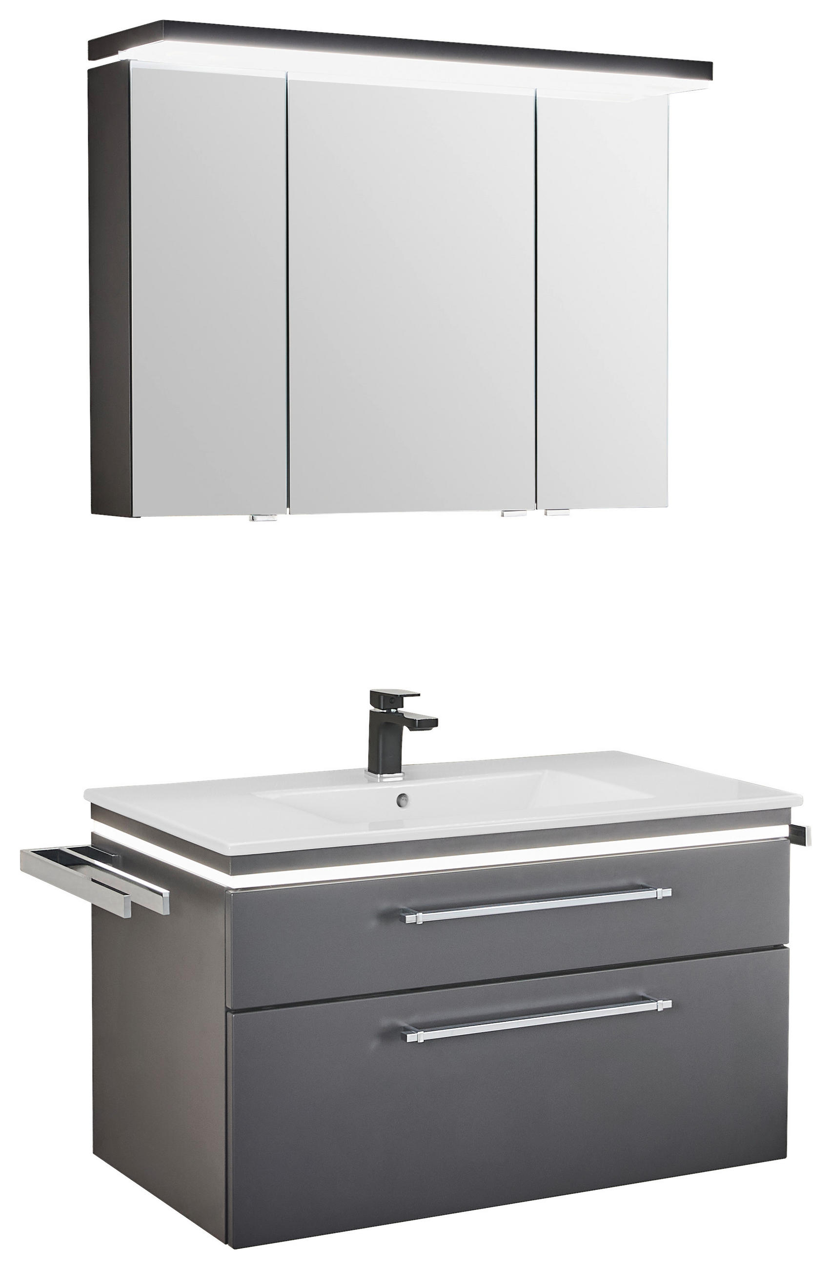 BADEZIMMER 3-teilig  in 90 cm  - Chromfarben/Weiß, Basics, Glas/Keramik (90cm) - Novel