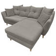 ECKSOFA Grau Feincord  - Buchefarben/Grau, KONVENTIONELL, Holz/Textil (211/154cm) - Carryhome