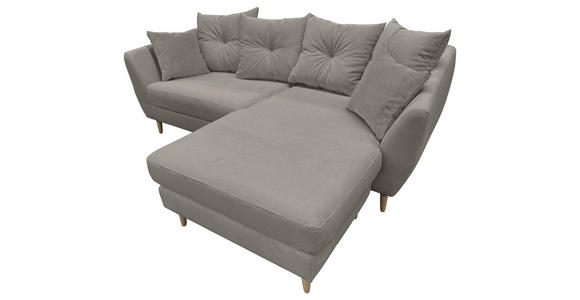 ECKSOFA Grau Feincord  - Buchefarben/Grau, KONVENTIONELL, Holz/Textil (211/154cm) - Carryhome