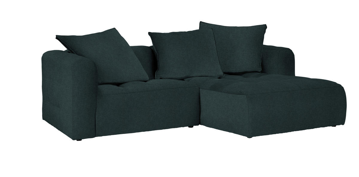 ECKSOFA Petrol Flachgewebe  - Petrol/Schwarz, LIFESTYLE, Kunststoff/Textil (240/173cm) - Stylife