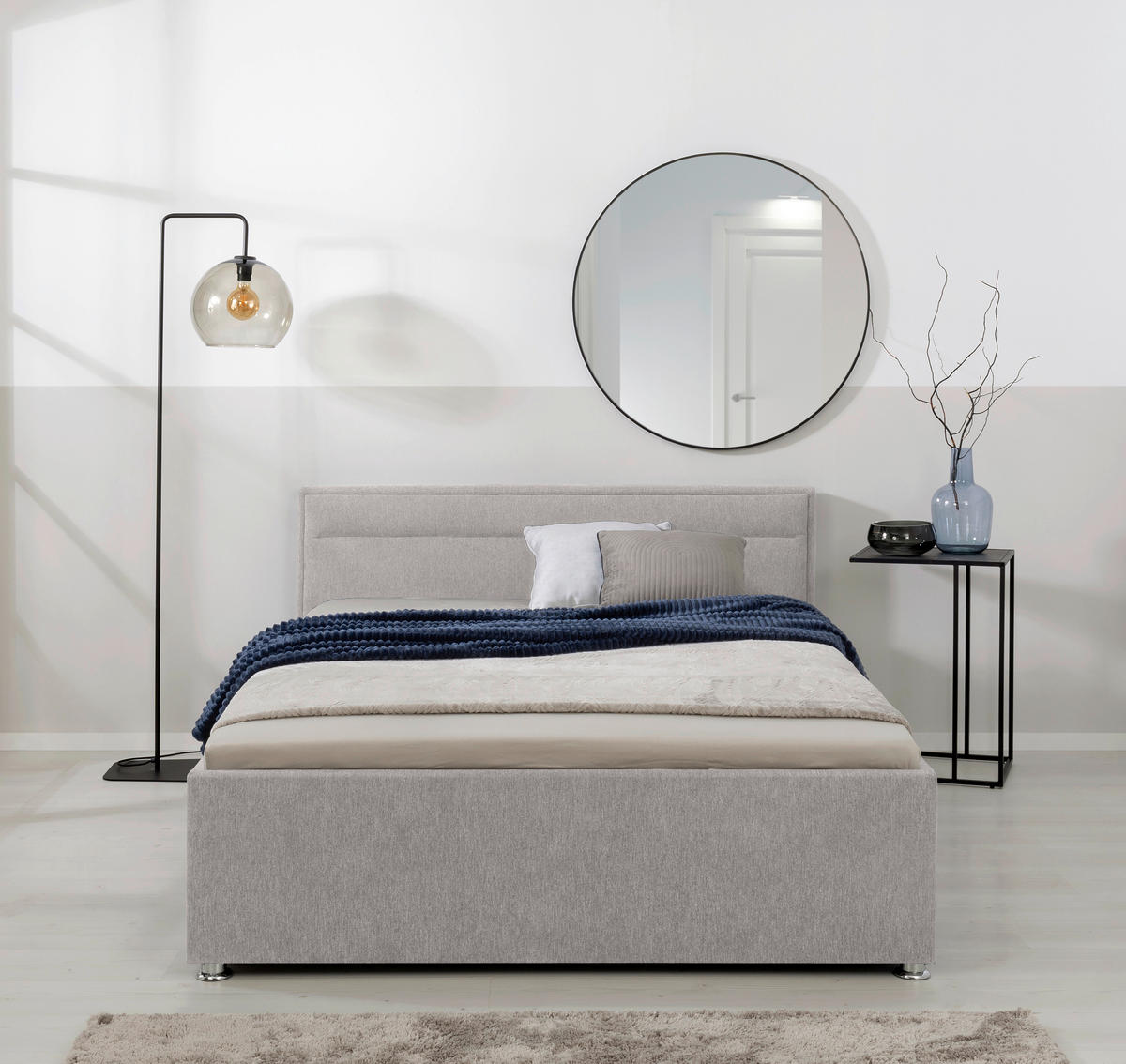 POLSTERBETT 140/200 cm, inkl. Lattenrost, Bettkasten,  in Hellgrau  - Hellgrau, MODERN, Holz/Kunststoff (140/200cm) - MID.YOU