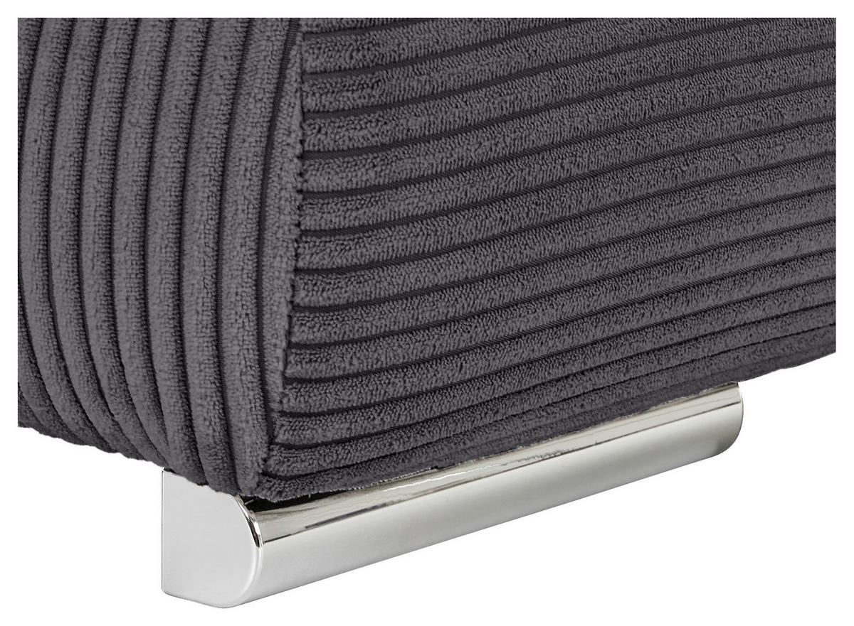 WOHNLANDSCHAFT in Cord Anthrazit  - Chromfarben/Anthrazit, KONVENTIONELL, Kunststoff/Textil (180/376/180cm) - Carryhome