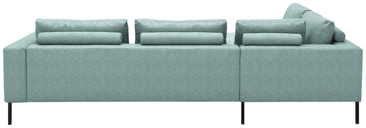 ECKSOFA Flachgewebe Hellblau  - Schwarz/Hellblau, Design, Textil/Metall (270/308cm) - Pure Home Lifestyle