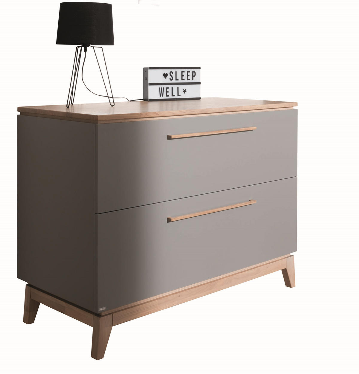 KOMODA ZA PREVIJANJE  Sten  - siva/boje hrasta, Design, drvni materijal/drvo (123,3/92,1/57,2cm) - Paidi