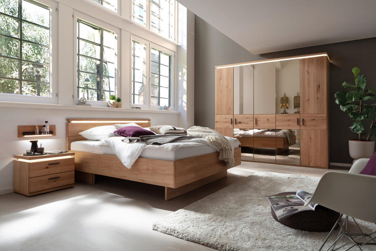 BETTANLAGE 180/200 cm  Eiche Bianco   - Eiche Bianco, Natur, Holz/Holzwerkstoff (180/200cm) - Linea Natura