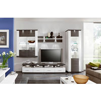 WOHNWAND  in Graphitfarben, Weiß  237,5/206/50 cm  - Silberfarben/Graphitfarben, Design, Glas/Holzwerkstoff (237,5/206/50cm) - Xora