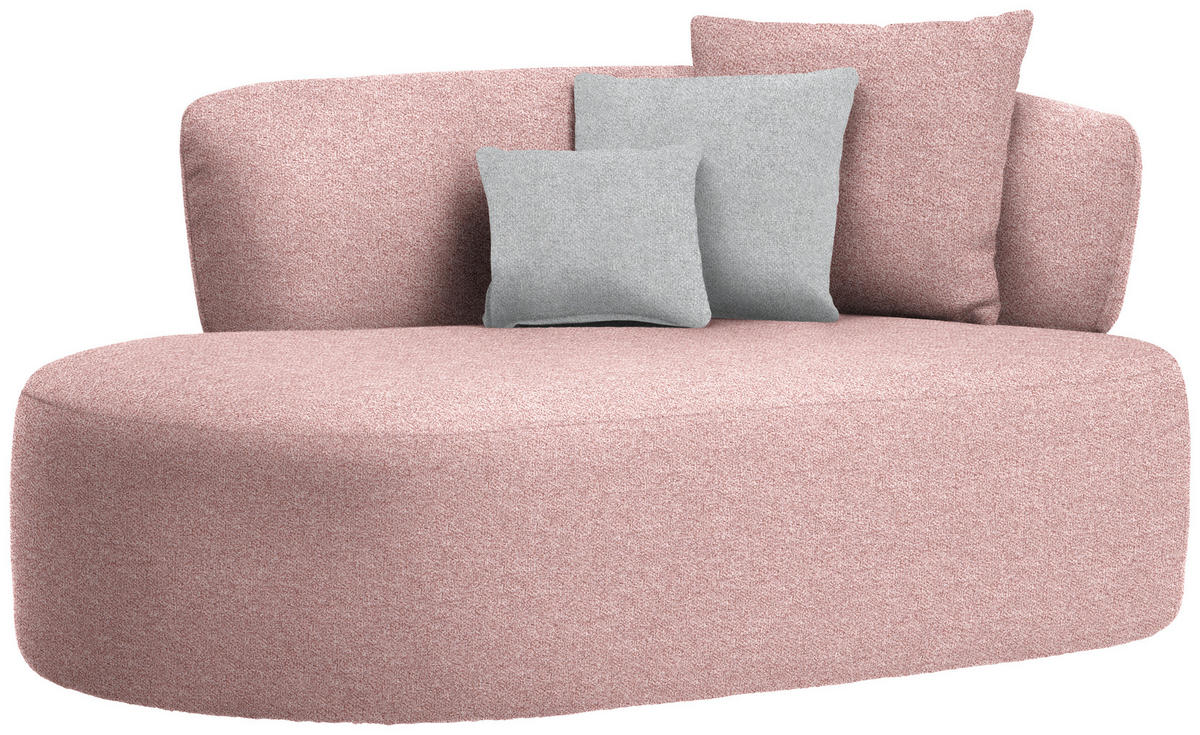 RÉCAMIERE  in Flachgewebe Grau, Altrosa  - Schwarz/Altrosa, MODERN, Kunststoff/Textil (166/86/105cm) - Hom`in