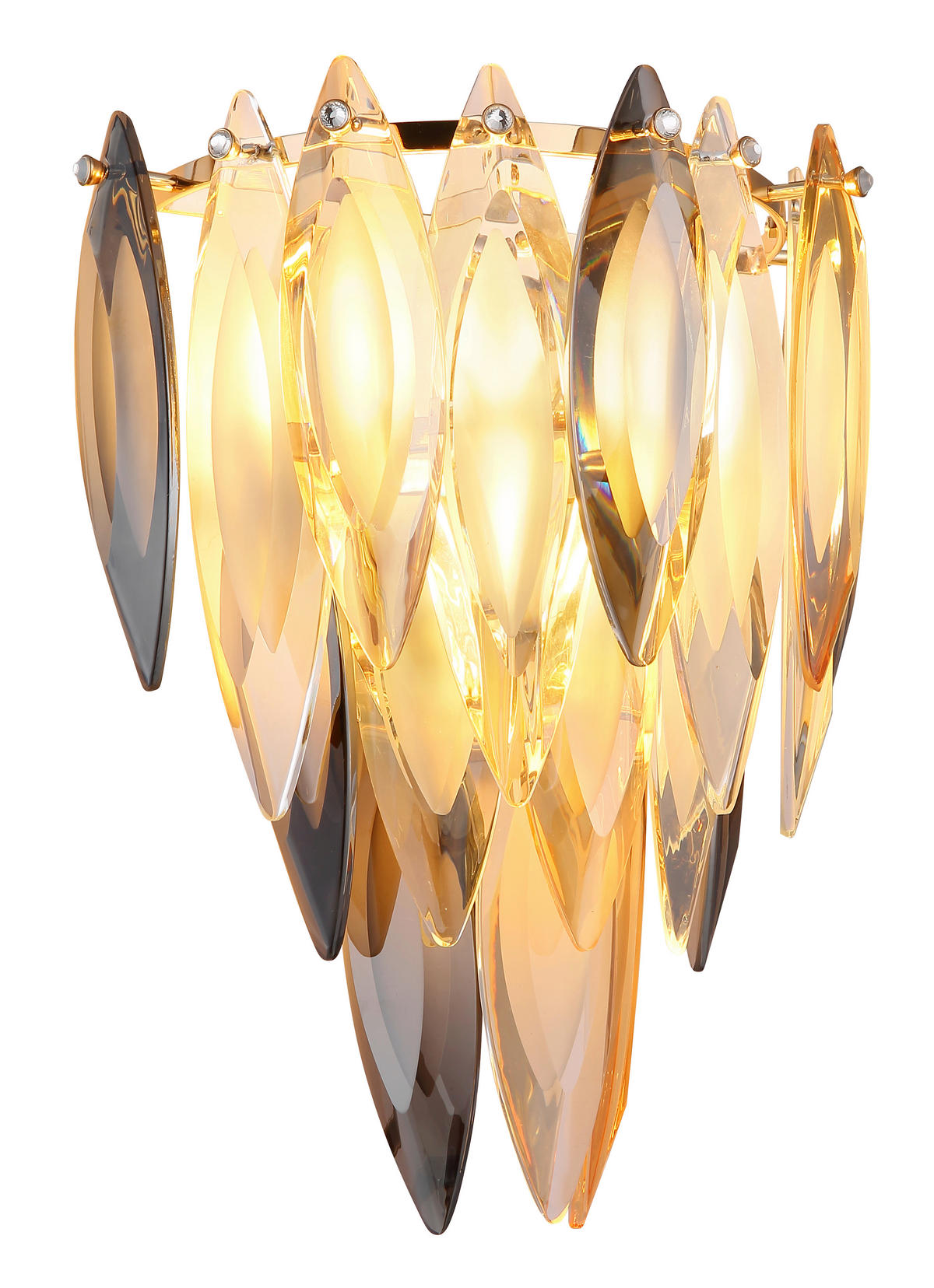 KRISTALL-WANDLEUCHTE 27/16/34 cm   - Klar/Champagner, KONVENTIONELL, Glas/Metall (27/16/34cm)