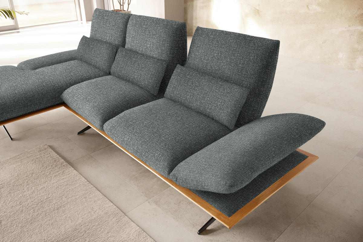ECKSOFA in Flachgewebe Grau  - Schwarz/Grau, Design, Holz/Textil (159/314cm) - Dieter Knoll
