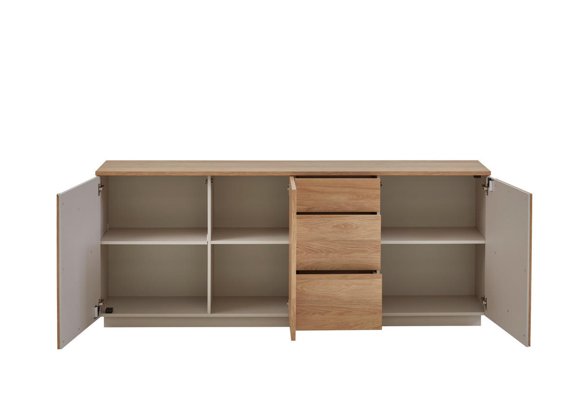 SIDEBOARD  in 210/84/42 cm  - Kaschmir/Eichefarben, Design, Holzwerkstoff (210/84/42cm) - Stylife