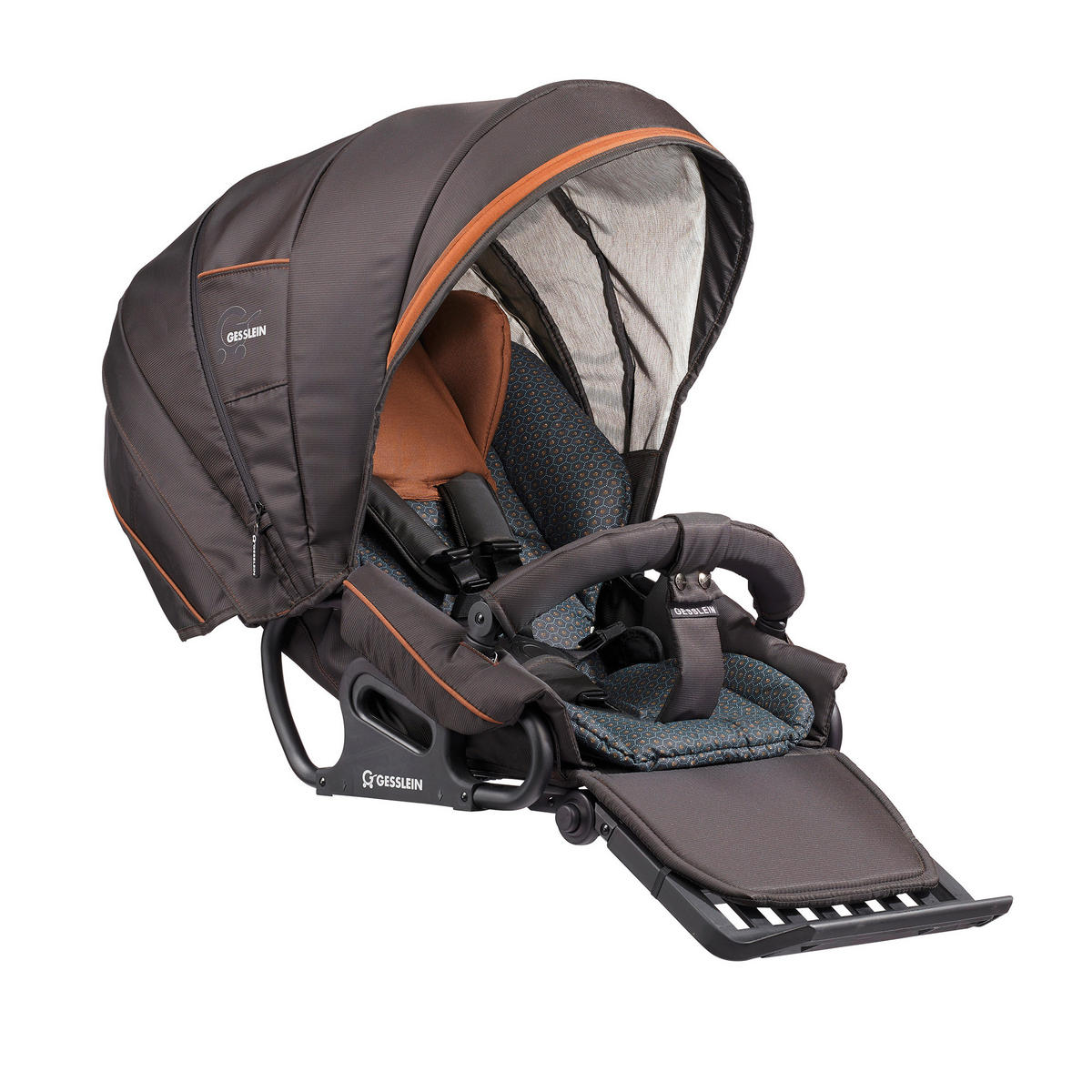 KINDERWAGENSET FX4 Classic  - Cognac/Schwarz, Basics, Textil/Metall (57/129/100cm) - Gesslein