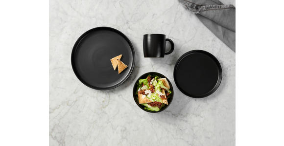 KOMBISERVICE Schwarz Salerno 16-teilig 4 Personen  - Schwarz, Trend, Keramik - Novel