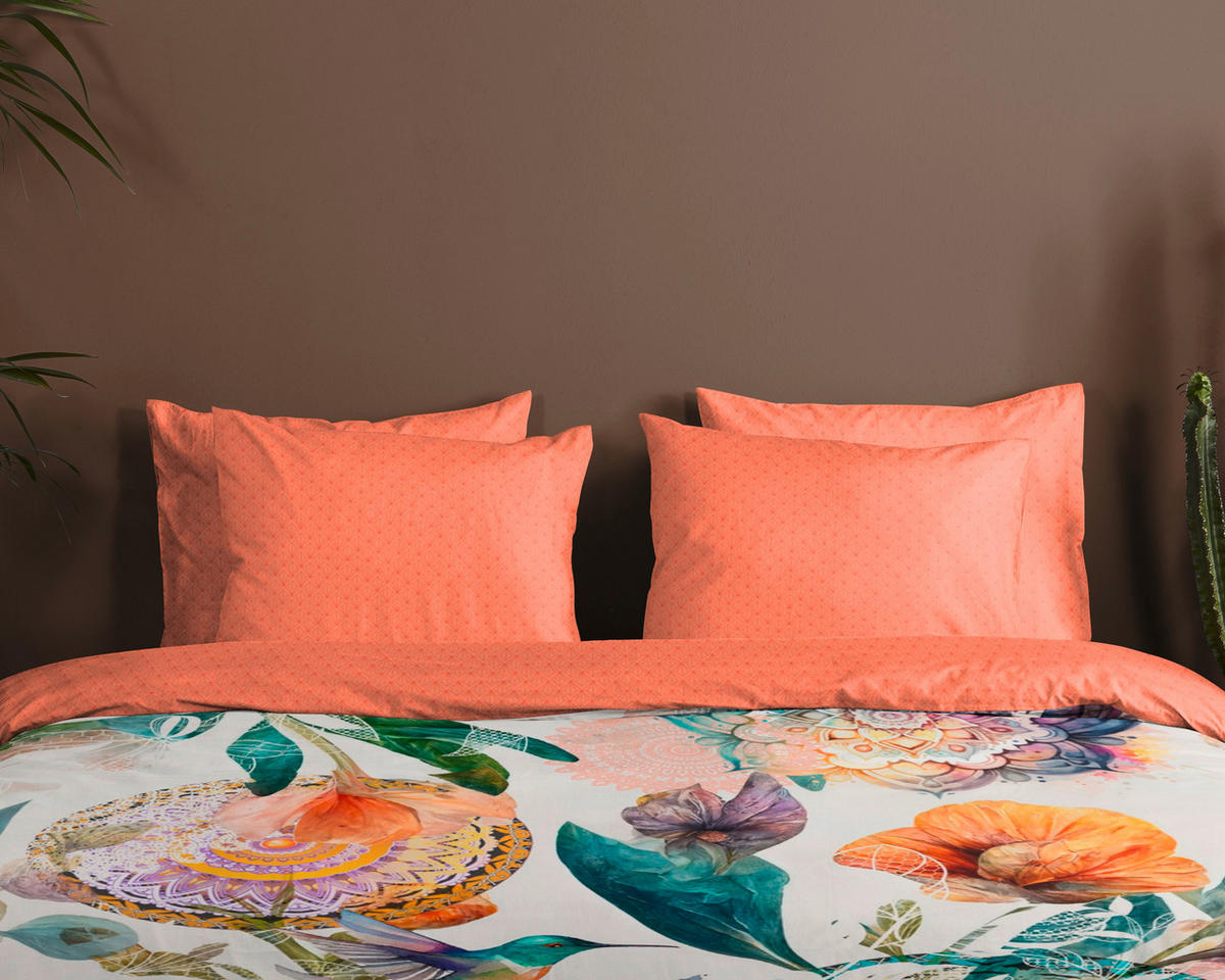 BETTWÄSCHE HIP Satin 140/200 cm  - Koralle/Multicolor, Design, Textil (140/200cm)